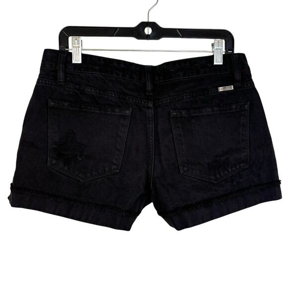 KanCan Tanner Mid Rise Shorts Denim Size Medium Distressed Black Cuffed Hem - Picture 5 of 11